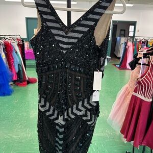 Black and Silver Beaded Dress